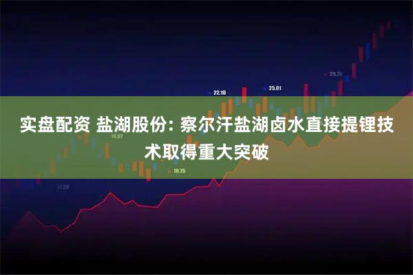 实盘配资 盐湖股份: 察尔汗盐湖卤水直接提锂技术取得重大突破